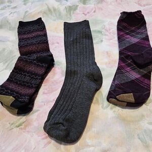 Gold Toe Women's Crew Socks Set - Gray and Purple Mix